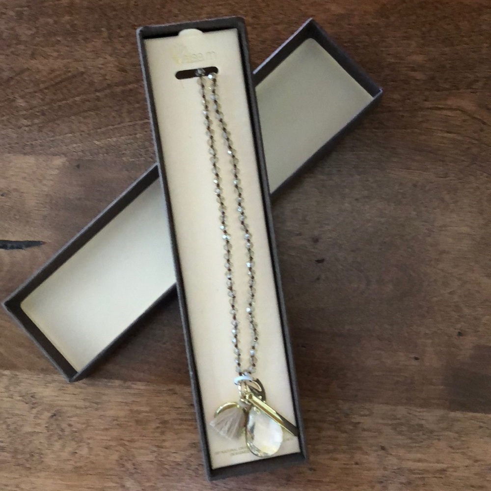 Gold and brown necklace, still in box